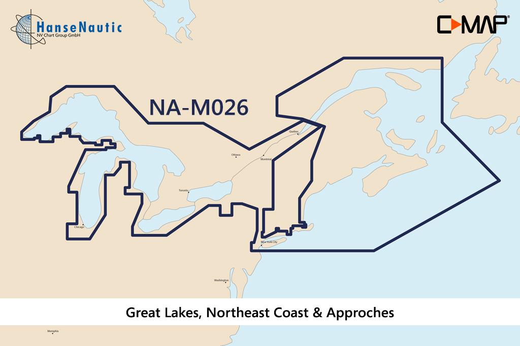 C-MAP MAX Wide NA-M026 Great Lakes NE Coast & Appr.