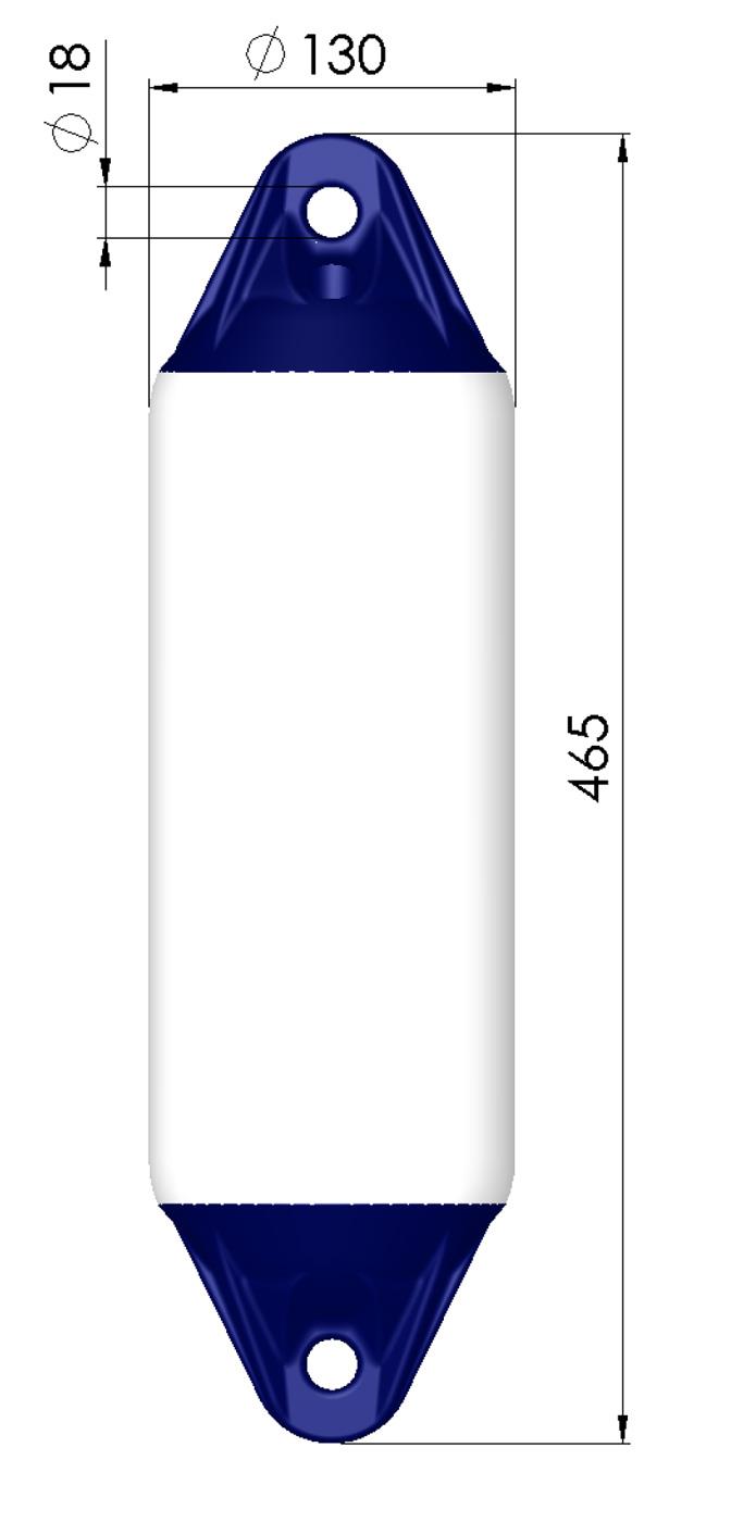 Polyform F01-M - Lang fender in wit/zwart
