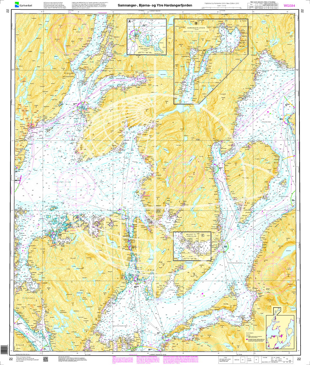 Norwegen N 22 Südwestküste Bergens Fjordwelt Samnangerfjord Bjørnafjord und äußerer Hardangerfjord