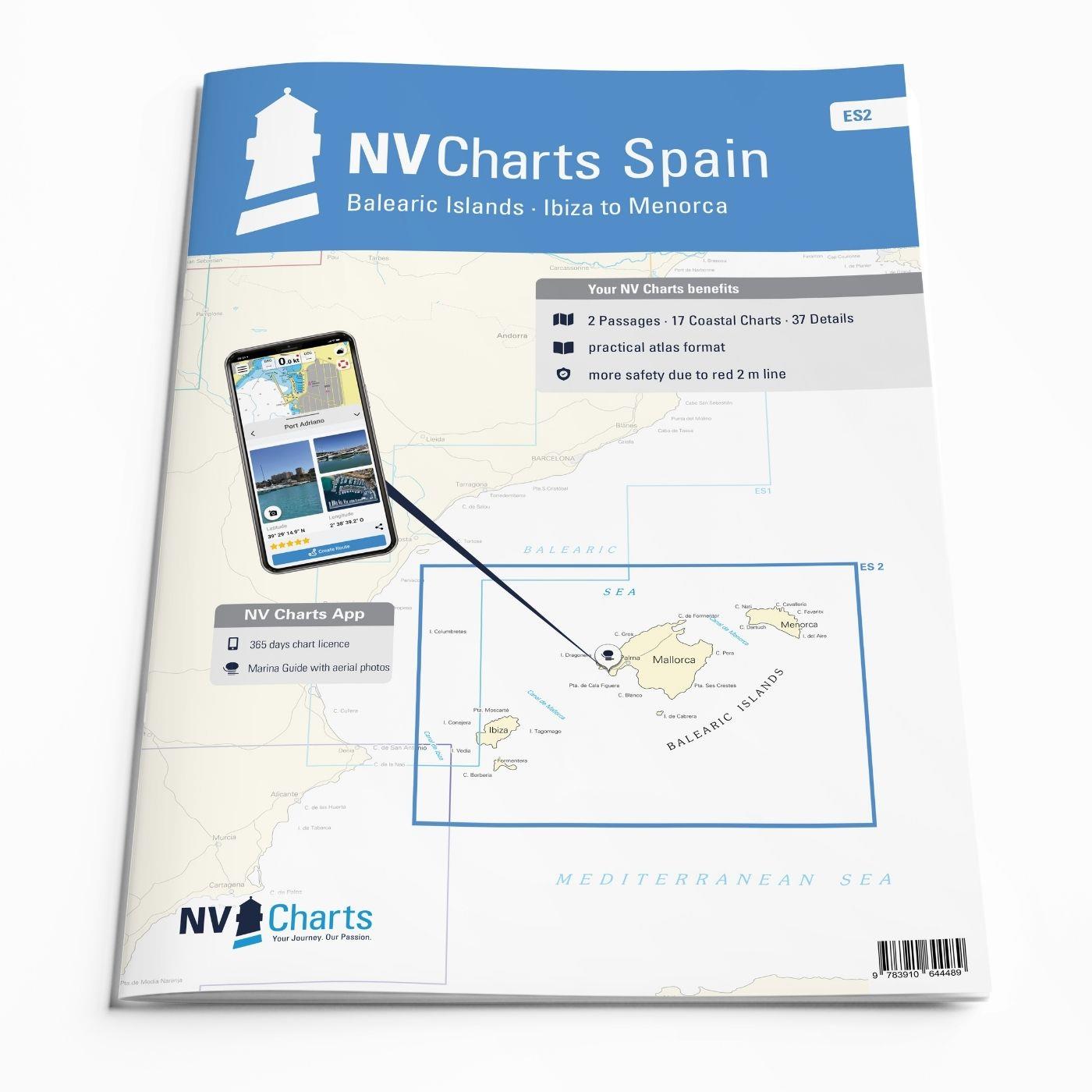 NV Charts Spain ES2 Balearic Islands · Ibiza to Menorca