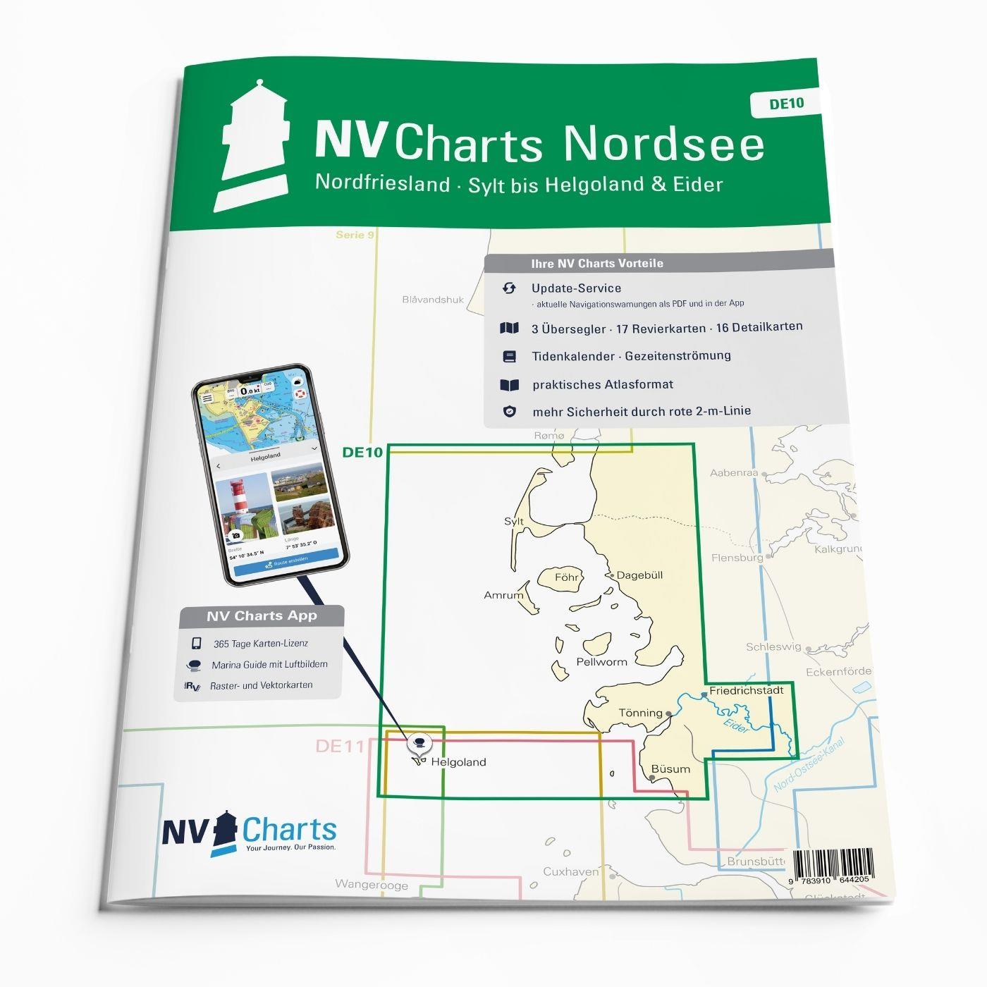 NV Charts Nordsee DE10 - Nordfriesland, Sylt bis Helgoland & Eider