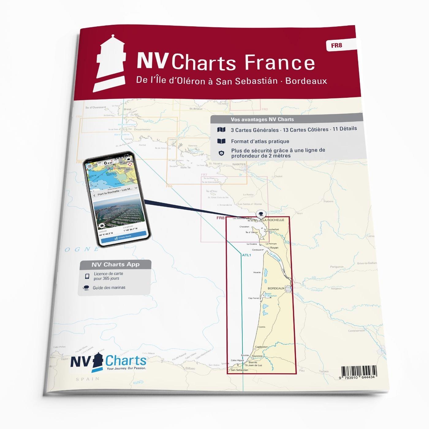NV Charts France FR8 - Île d'Oléron à San Sebastian - Bordeaux