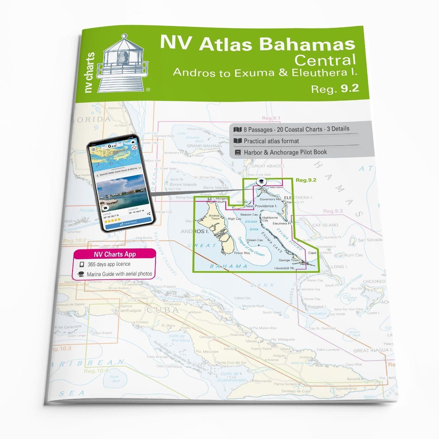 NV Charts Bahamas 9.2 - Central Andros to Exumas & Eleuthera Islands