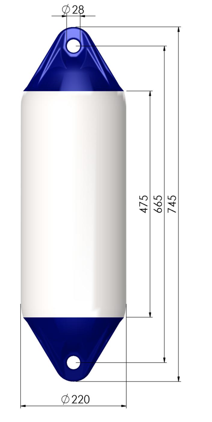 Polyform F3 - langsfender in wit/blauw 