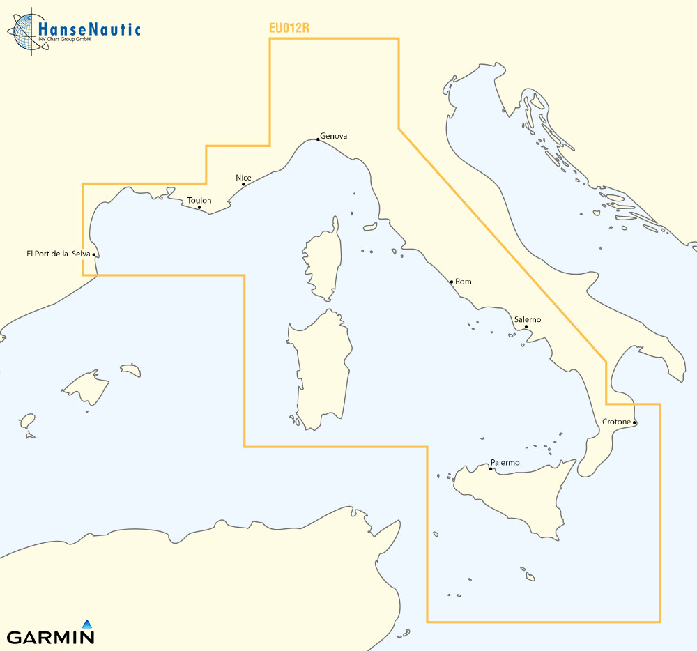 BlueChart g3 Vision Chip Regular VEU012R-Mediterranean Sea Central West